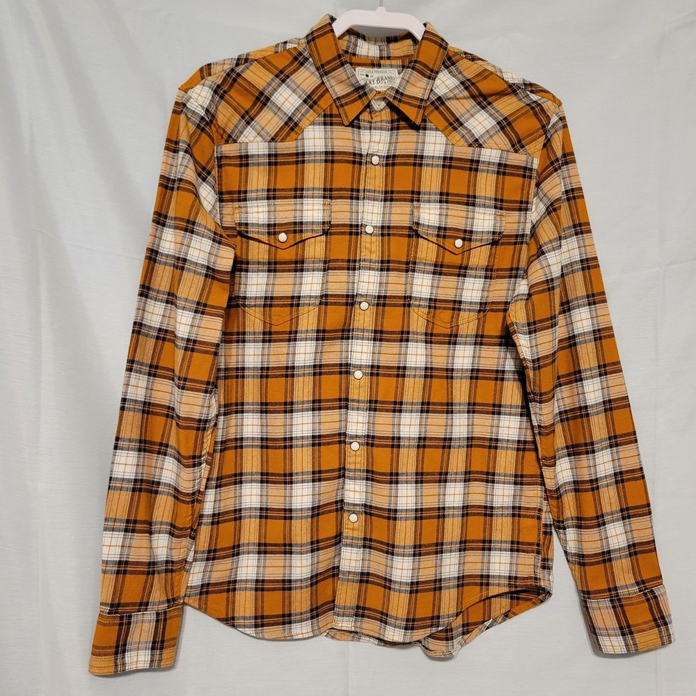 Lucjy Brand Men's Mustard and White Plaid Shirt